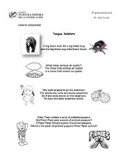 English Worksheet: TONGUE TWISTERS