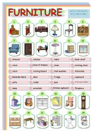 English Worksheet: FURNITURE MATCHING