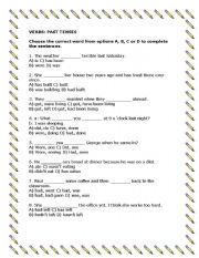 English Worksheet: Past Tenses