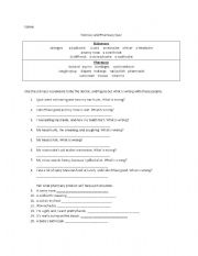English Worksheet: sickness and pharmacy vocab quiz