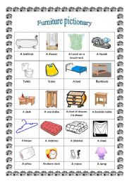 English Worksheet: Furniture pictionary (4th part)