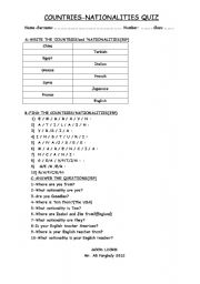 English Worksheet: countries