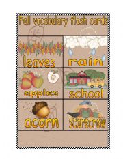 English Worksheet: fall vocabulary flash cards