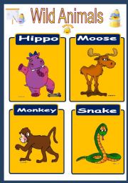 English Worksheet: Wild Animals Flashcards 1