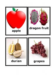 English Worksheet: FRUITS FLASH CARDS -part 1