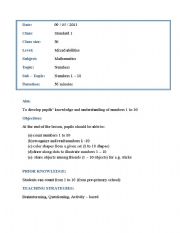 English worksheet: counting 1 to 10