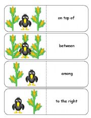 English Worksheet: Where is the Crow Preposition Dominoes and Memory Cards Part 1 of 2