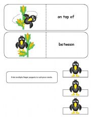 English Worksheet: Where is the Crow Preposition Dominoes and Memory Cards Part 2 of 2