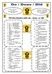English Worksheet: Do / Does/ Did