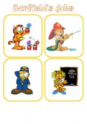 28 Memory Job Flashcards with Garfield 1/2 (picture+words)