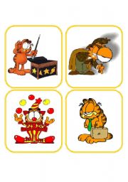 28 Memory Job Flashcards with Garfield 2/2 (picture+words)