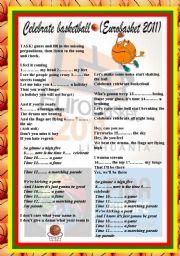 English Worksheet: Song: Celebrate Basketball (Eurobasket 2011)