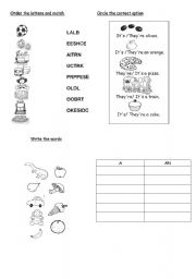 English Worksheet: Food and Toys