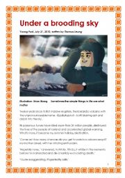 English Worksheet: Under a brooding sky, written by a Beijing student 