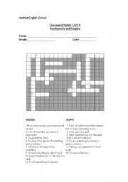 English Worksheet: crossword puzzle 