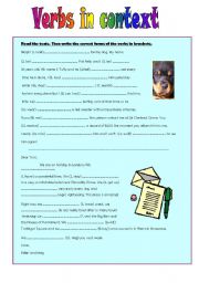 VERBS IN CONTEXT + KEYS - ELEMENTARY - FULLY EDITABLE