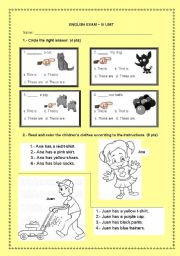 English Worksheet: Test for 3rd Grade Primary1