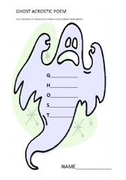 English worksheet: Ghost acrostic poem