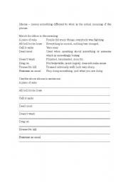English Worksheet: Idioms