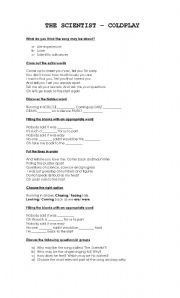 English Worksheet: The Scientist (Coldplay)