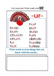 English Worksheet: UR sound in English