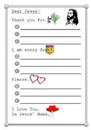 English Worksheet: Dear Jesus-prayer