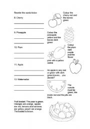 English Worksheet: Fruits and colours nr 2