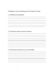 English worksheet: Writing Test