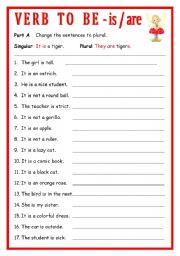 English Worksheet: Verb To Be - is - am