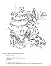 English Worksheet: Fun colouring with Christmas