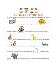 English worksheet: Animals at the Zoo