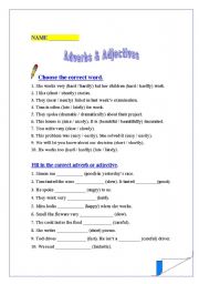 English Worksheet: Adjectives + Adverbs