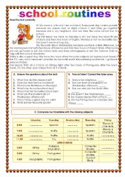 English Worksheet: school routines (03.08.11)