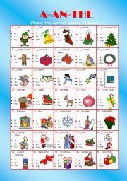 English Worksheet: ARTICLES AND CHRISTMAS -EDITABLE-