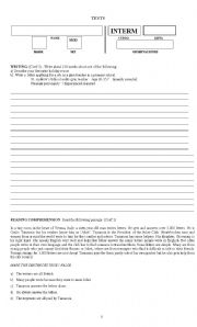 English Worksheet: INTERMEDIATE TEST