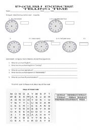 English Worksheet: telling time