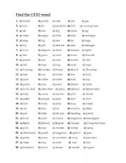 English Worksheet: Find the ODD word (2)