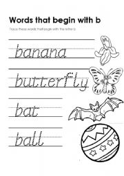 English Worksheet: Words that begin with B