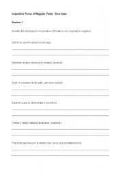 English Worksheet: Imperative Tense of Regular Verbs - Exercises