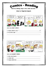 English Worksheet: Comics Reading 16 - Reported Speech
