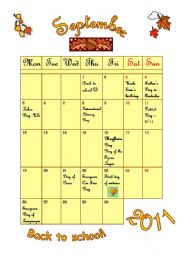 September 2011 - calendar with questions