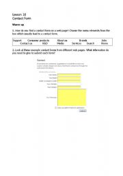 English worksheet: Contact Form