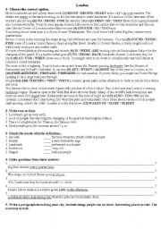 English Worksheet: Reading comprehension. London