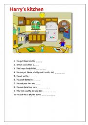 English Worksheet: Harrys kitchen