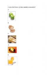 English Worksheet: Countables and uncountables