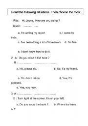 English worksheet: Conversation 