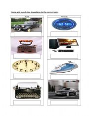 English worksheet: past and present inventions