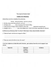 English worksheet: The Count of Monte Cristo chapter one 