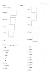 English worksheet: task for children (beginners) ABC, articles a/an, letters, words