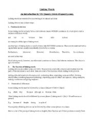 English Worksheet: Linking words